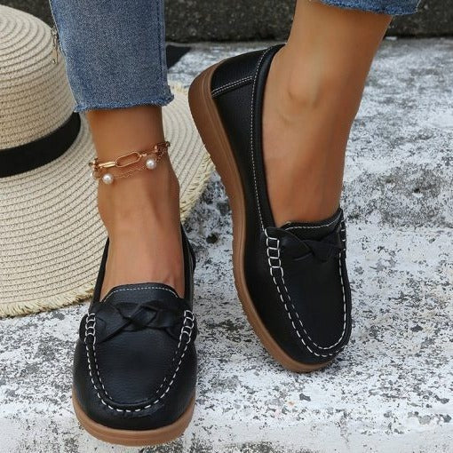 Mocassini slip-on in pelle morbida per donna, scarpe comode da camminare, eleganti e pratiche per ogni occasione.-VISOTKI
