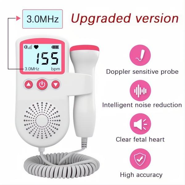 Monitor Doppler per Frequenza Cardiaca Fetale - Rilevatore Sonoro per Gravidanza Domestica, Facile da Usare e Portatile-VISOTKI