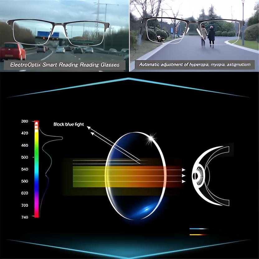 Occhiali Progressivi Intelligenti in Plastica Leggera - Design Moderno per Uso Quotidiano - Lenti Anti-Riflesso-VISOTKI