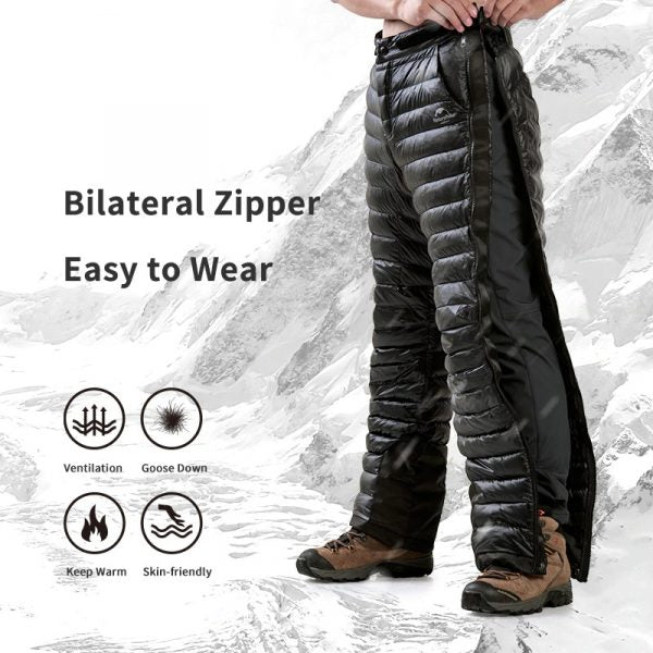 Pantaloni Termici in Piuma d'Oca con Zip per Campeggio, Escursionismo e Sci - Ideali per Attività all'Aperto-VISOTKI