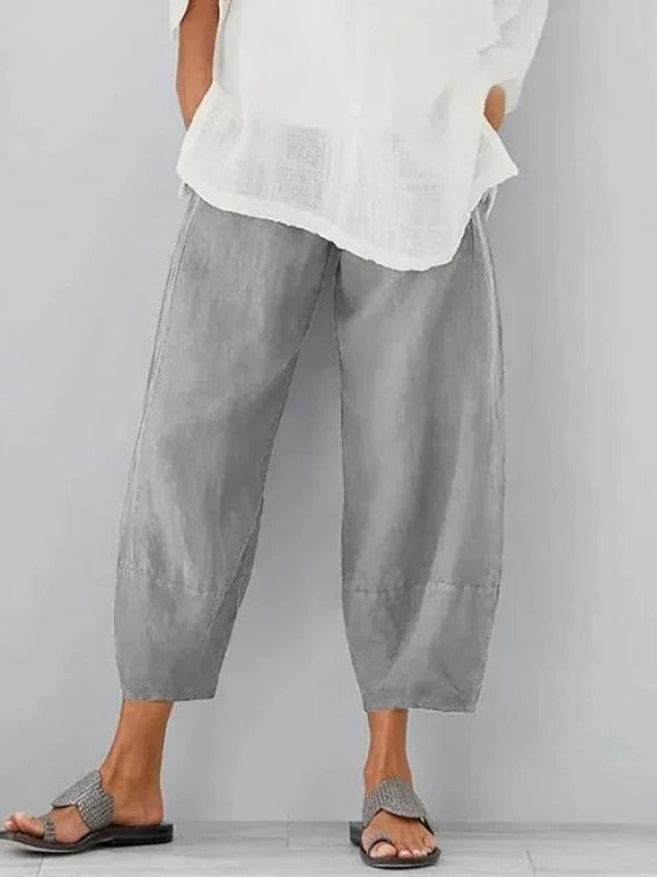 Pantaloni in lino per donna, comodi e leggeri, stile casual per tempo libero, disponibili in diverse taglie-VISOTKI