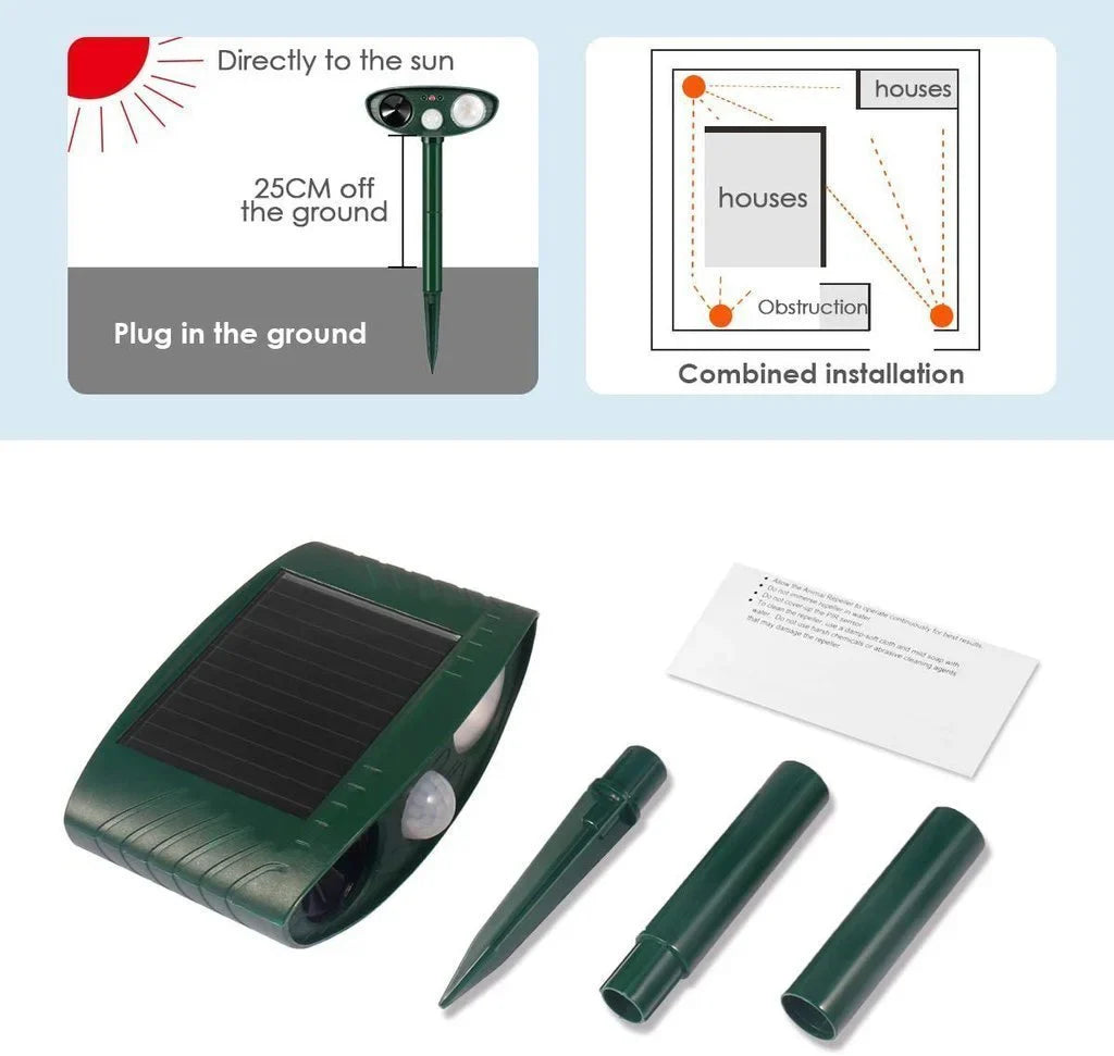 Repellente Ultrasonico per Chipmunk - Alimentato a Energia Solare - Efficace contro i Chipmunk in 48 Ore-VISOTKI