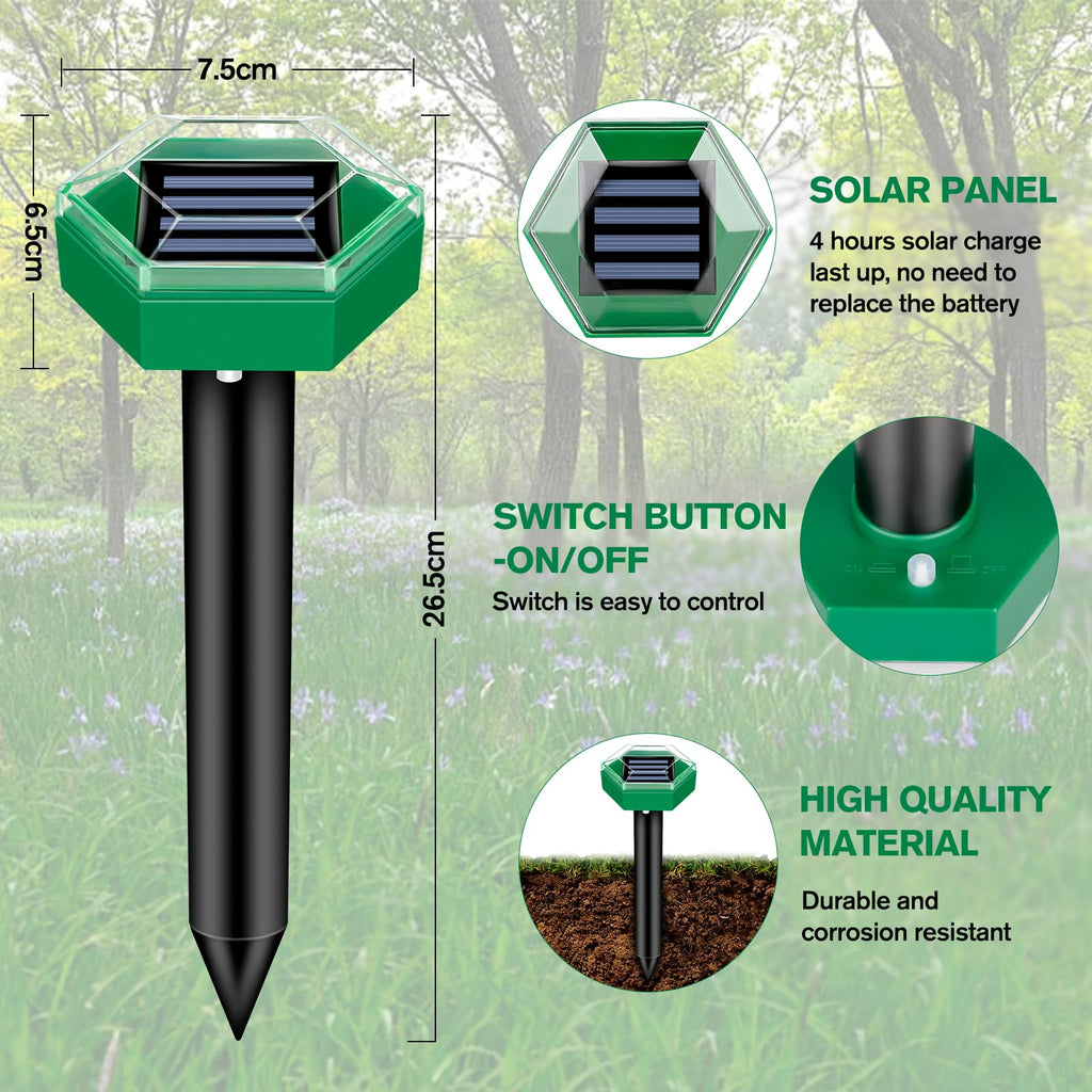 Repellente Ultrasonico per Talpe 4-Pack - Efficace Dispositivo Elettronico per Giardino e Terreno-VISOTKI