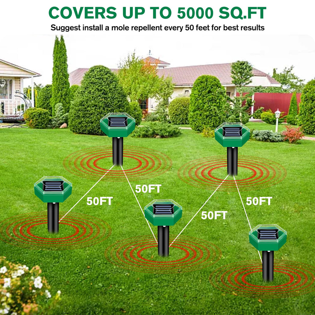 Repellente Ultrasonico per Talpe 4-Pack - Efficace Dispositivo Elettronico per Giardino e Terreno-VISOTKI