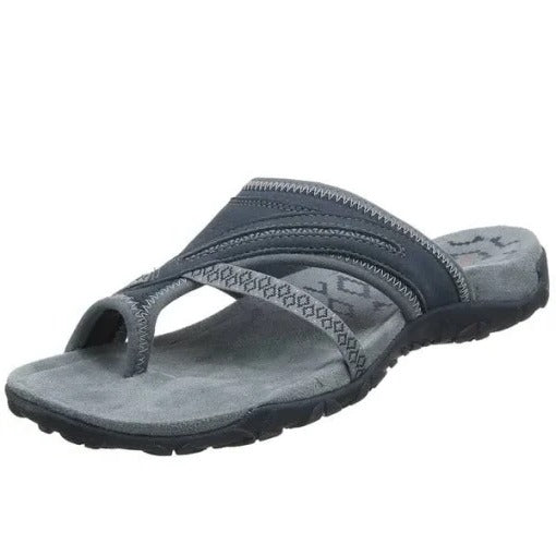 Sandali Comodi in Pelle con Cinghie Incrociate per Donne - Stile Casual per Uso Quotidiano-VISOTKI