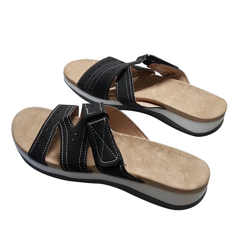 Sandali Ortopedici Donna in Pelle con Suola Antiscivolo per Comfort Quotidiano-VISOTKI