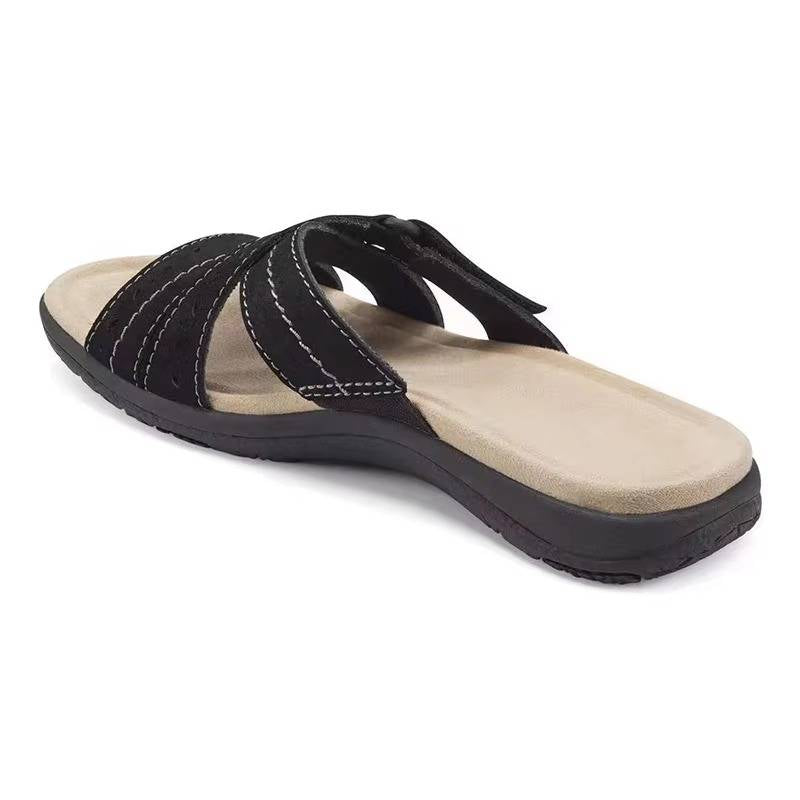 Sandali Ortopedici Donna in Pelle con Suola Antiscivolo per Comfort Quotidiano-VISOTKI