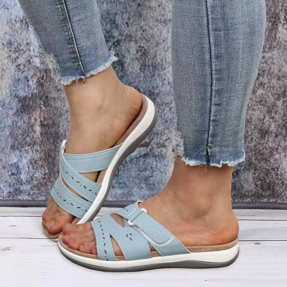 Sandali Ortopedici Donna in Pelle con Suola Antiscivolo per Comfort Quotidiano-VISOTKI