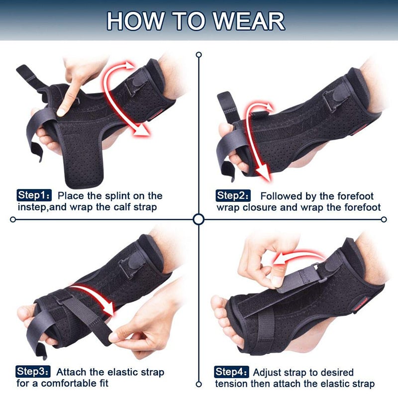 Splint Notturno per Fascite Plantare in Materiale Traspirante - Supporto per Piedi - Regolabile e Confortevole-VISOTKI