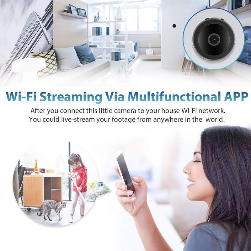 Telecamera Mini WiFi 1080p Magnetica per Sicurezza Domestica - Design Compatto e Facile Installazione-VISOTKI