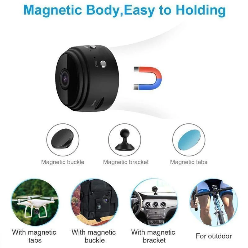 Telecamera Mini WiFi 1080p Magnetica per Sicurezza Domestica - Design Compatto e Facile da Installare-VISOTKI