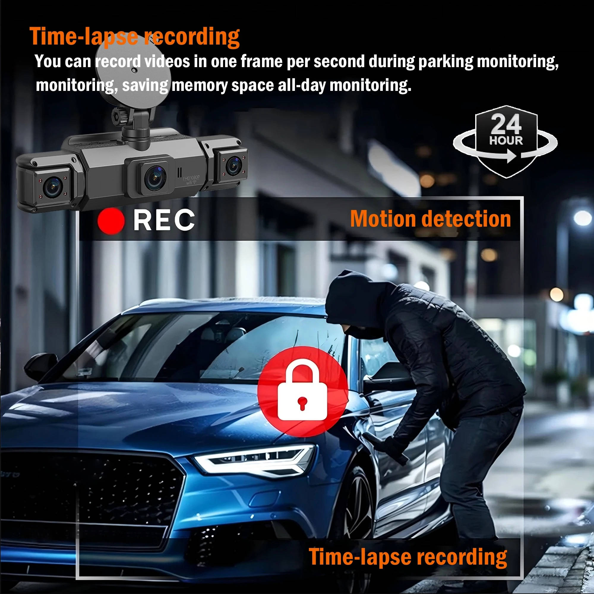 Telecamera da Cruscotto Wireless Anteriore e Posteriore con Visione Notturna per Auto-VISOTKI