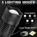 Torcia Elettrica 90000 Lumen Xhp50.2 Alta Potenza per Escursionismo e Attività Outdoor-VISOTKI
