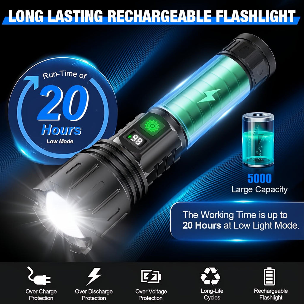 Torcia LED Alta Luminosità in Alluminio Leggero per Escursionismo e Attività Outdoor, Impermeabile e Compatta-VISOTKI