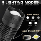Torcia XHP50.2 90000 Lumen - Alta Potenza, Design Compatto, Ideale per Escursioni e Attività Outdoor-VISOTKI