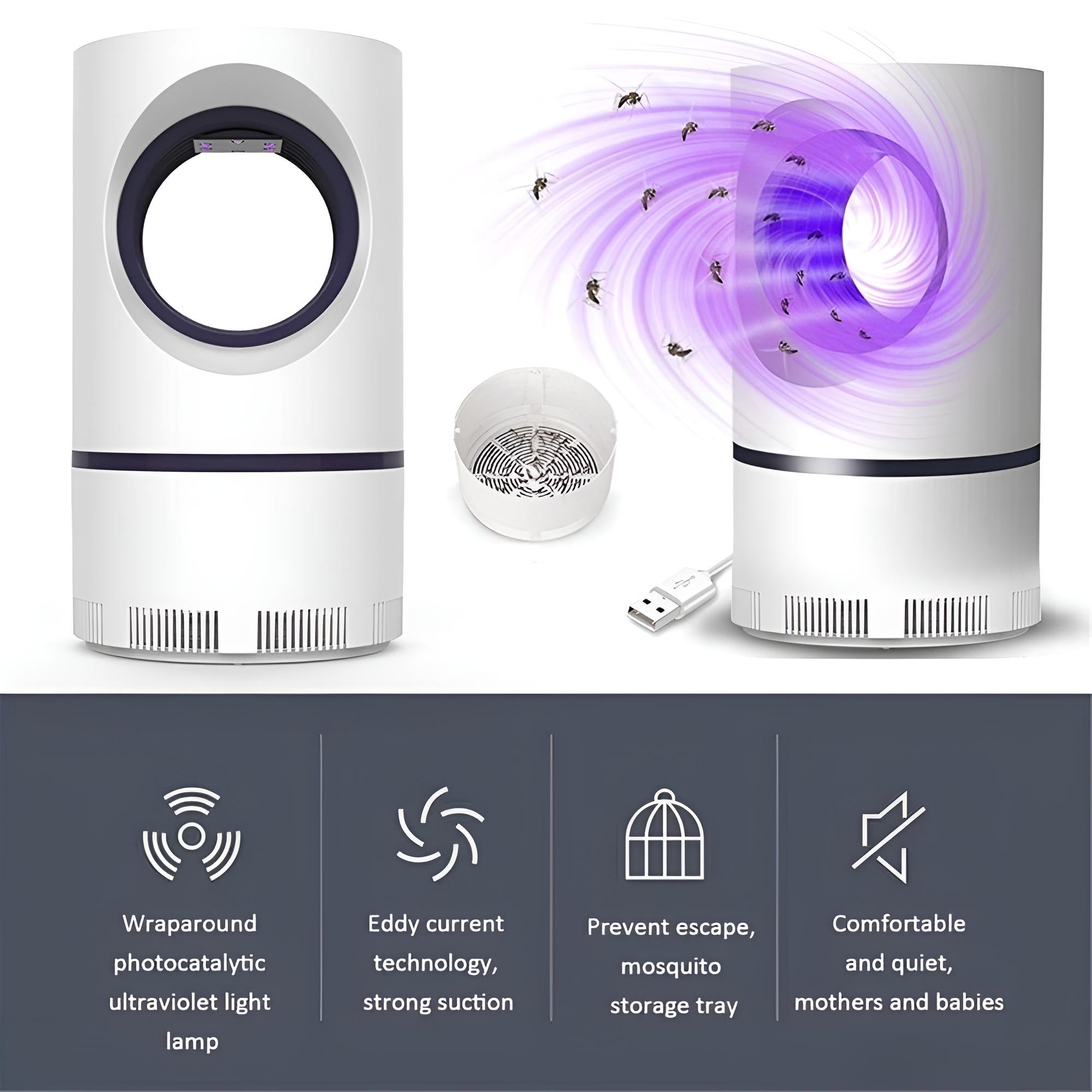 Trappola per Insetti UV - Efficace contro Zanzare e Mosche - Per Uso Interno ed Esterno - Design Compatto e Funzionale-VISOTKI