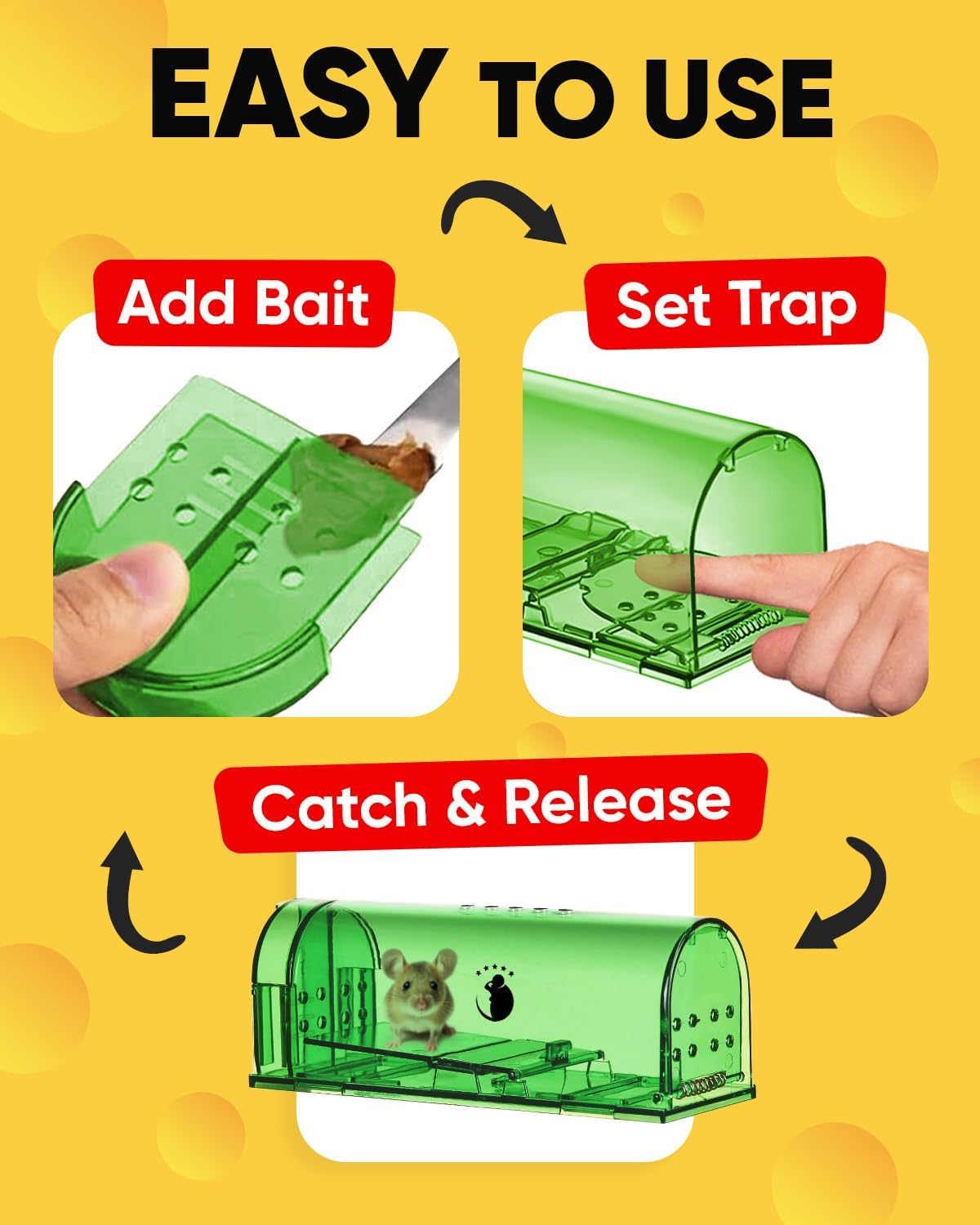 Trappola per Topi in Plastica Resistente - Design Efficace per Cattura - Confezione da 4 Pezzi-VISOTKI