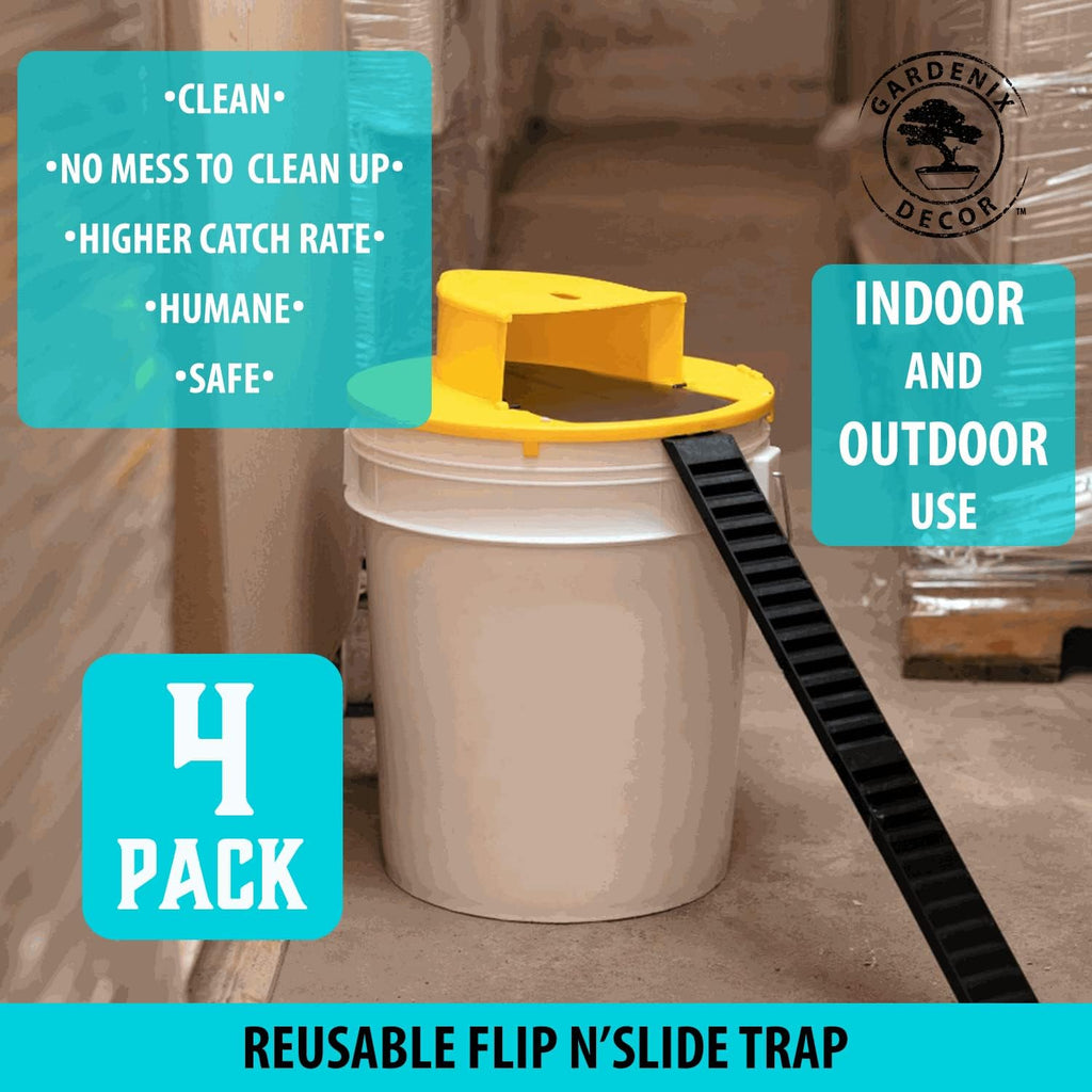 Trappola per Topi in Plastica con Coperchio per Secchio - Set da 4 Pezzi per Cattura Efficace e Pratica-VISOTKI